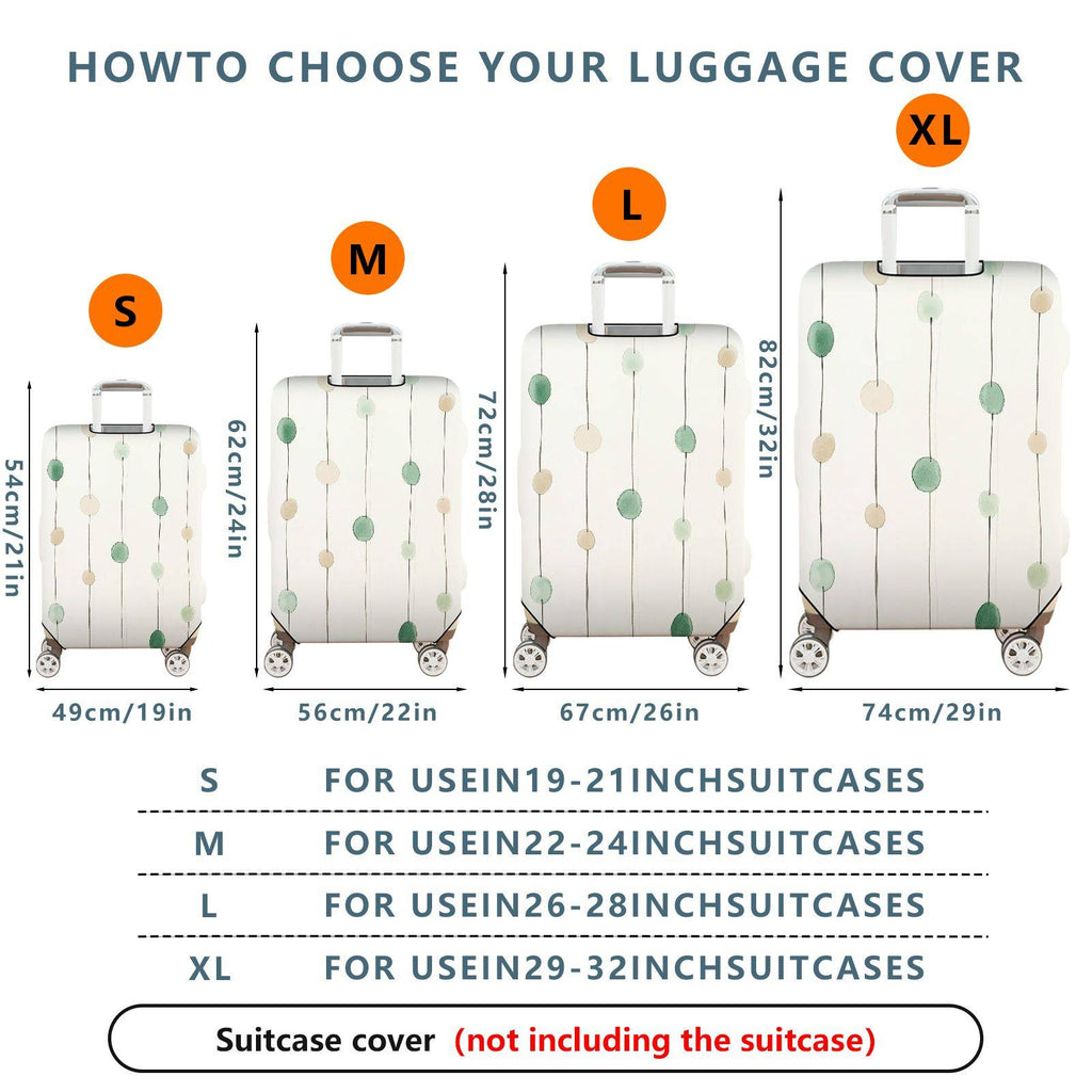 1-Piece Green Beige Abstract Geometric Minimalist Modern  Suitcase Luggage Cover, Stretch Protective Sleeve