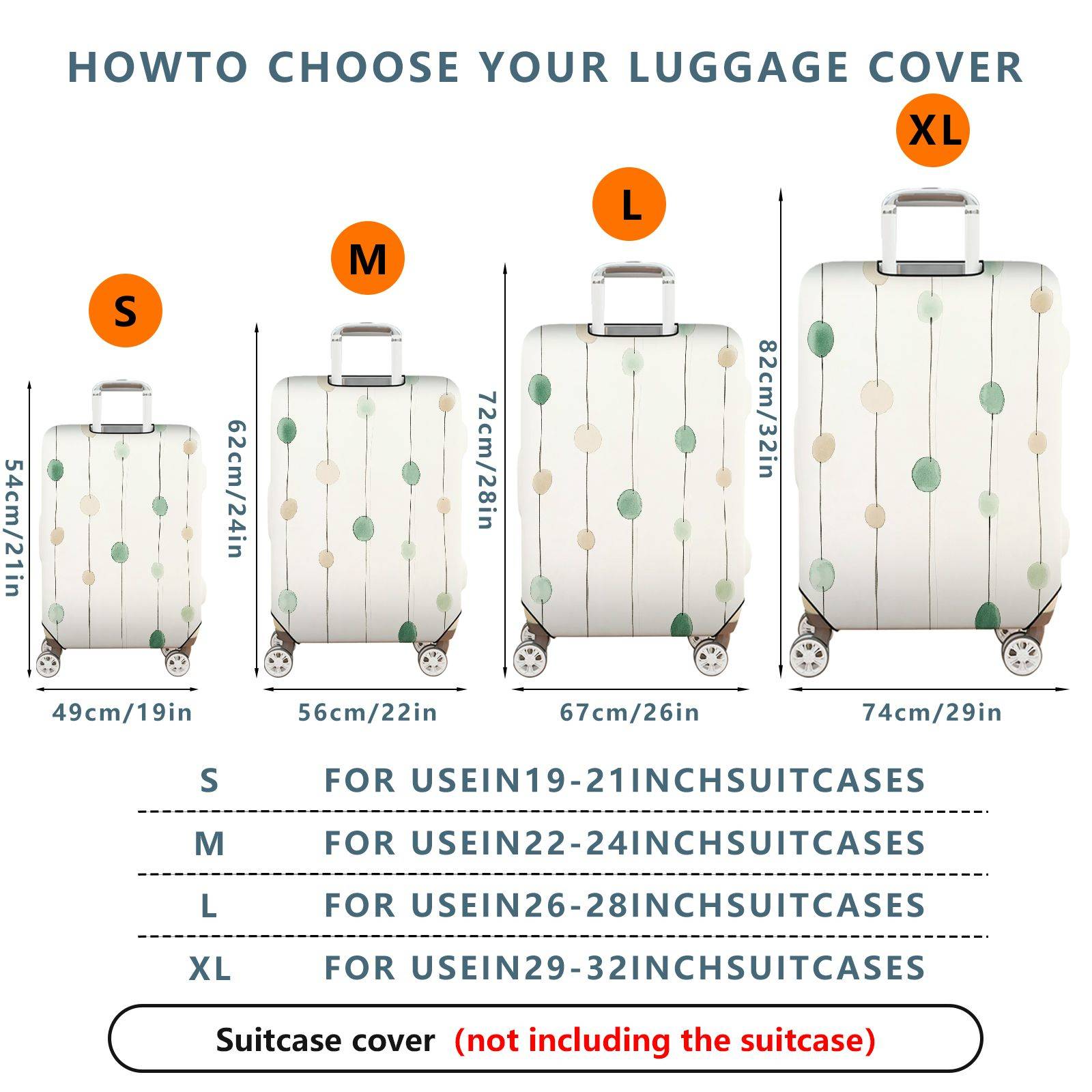 1-Piece Green Beige Abstract Geometric Minimalist Modern  Suitcase Luggage Cover, Stretch Protective Sleeve