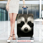 1-Piece Cute Animal Raccoon Face Wildlife Nature Fun  Suitcase Luggage Cover, Stretch Protective Sleeve
