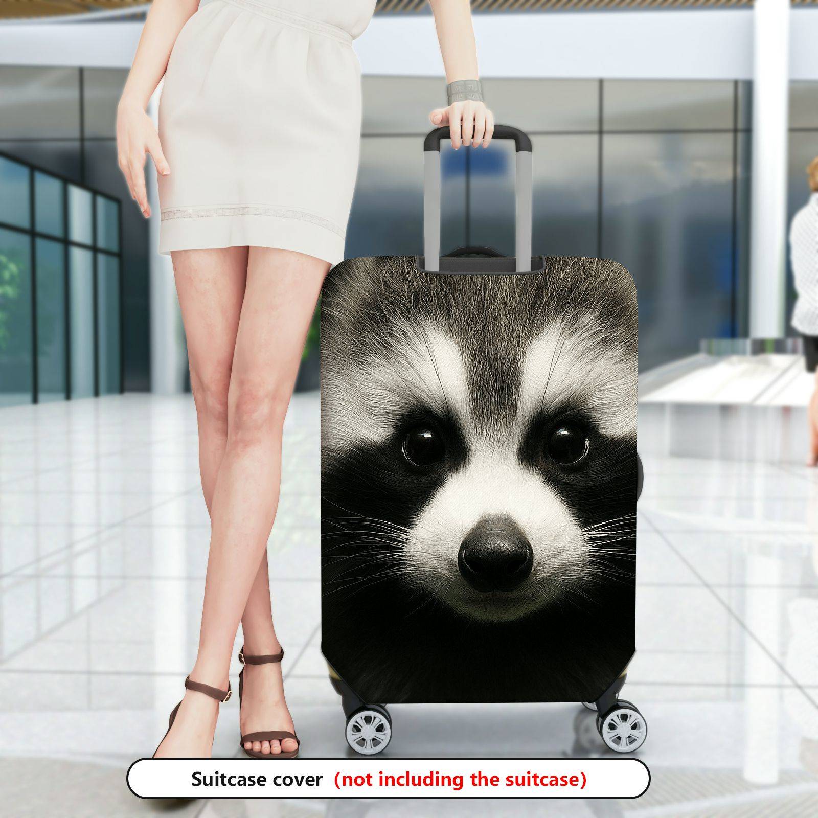 1-Piece Cute Animal Raccoon Face Wildlife Nature Fun  Suitcase Luggage Cover, Stretch Protective Sleeve