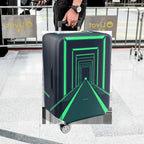 1-Piece Geometric  Futuristic Tunnel Dark Blue Green  Suitcase Luggage Cover, Stretch Protective Sleeve