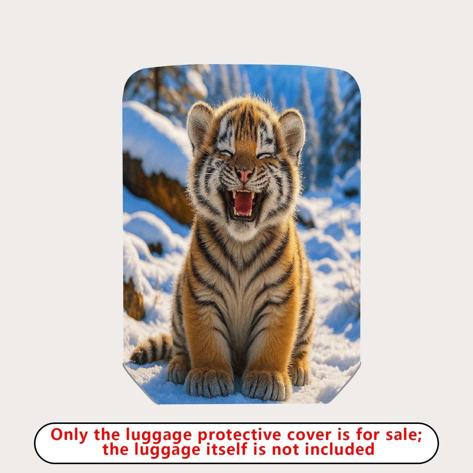 1-Piece Cute Tiger Snow Forest Winter Fun  Suitcase Luggage Cover, Stretch Protective Sleeve
