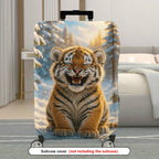 1-Piece Cute Snowy Forest Tiger Animal Print  Suitcase Luggage Cover, Stretch Protective Sleeve