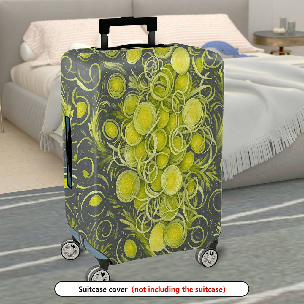1-Piece Abstract Green Swirl Circle Artistic Unique Eye-catching  Suitcase Luggage Cover, Stretch Protective Sleeve