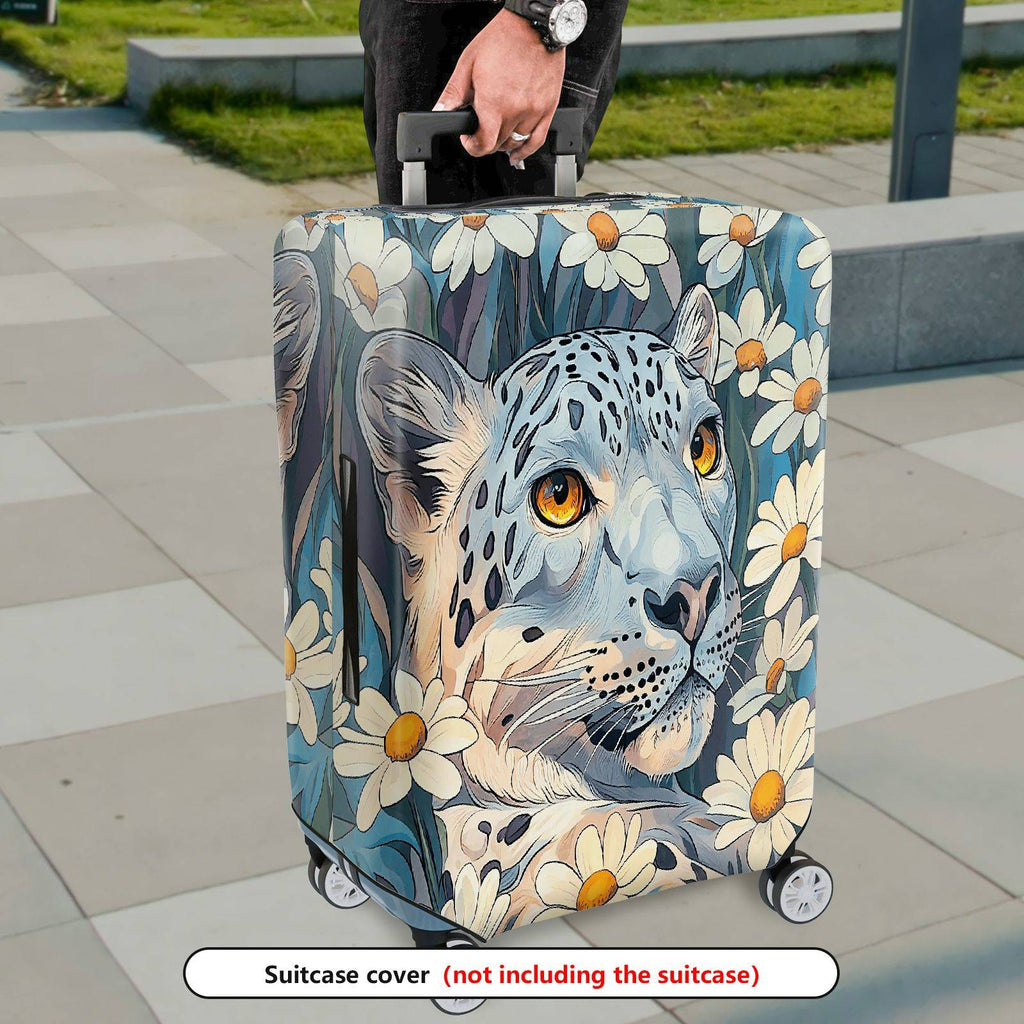 1-Piece Leopard Floral Daisy Stylish Travel  Suitcase Luggage Cover, Stretch Protective Sleeve