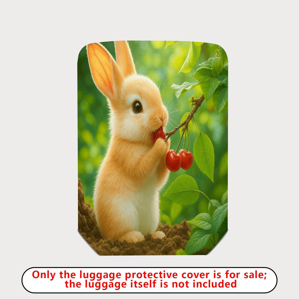 1-Piece Rabbit Cherry Green Nature Cute  Suitcase Luggage Cover, Stretch Protective Sleeve