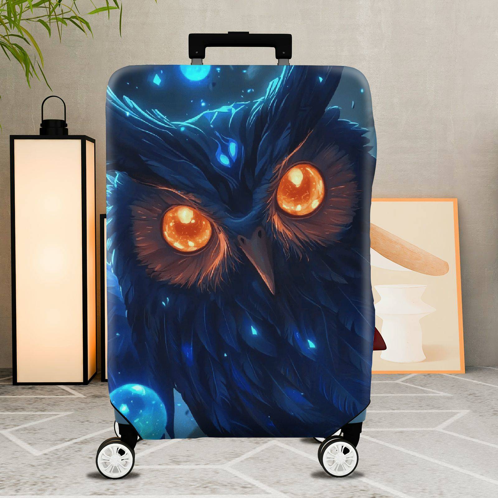1-Piece Mysterious Enchanting Cosmic Owl Galaxy Star  Suitcase Luggage Cover, Stretch Protective Sleeve