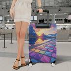 1-Piece Sunset Mountain Reflection Colorful Geometric Scenic  Suitcase Luggage Cover, Stretch Protective Sleeve