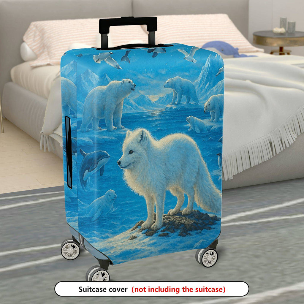 1-Piece Arctic Animals Ocean Landscape Wildlife Icebergs Winter  Suitcase Luggage Cover, Stretch Protective Sleeve
