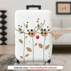 1-Piece Reindeer Leaf Berry Antler Holiday  Suitcase Luggage Cover, Stretch Protective Sleeve
