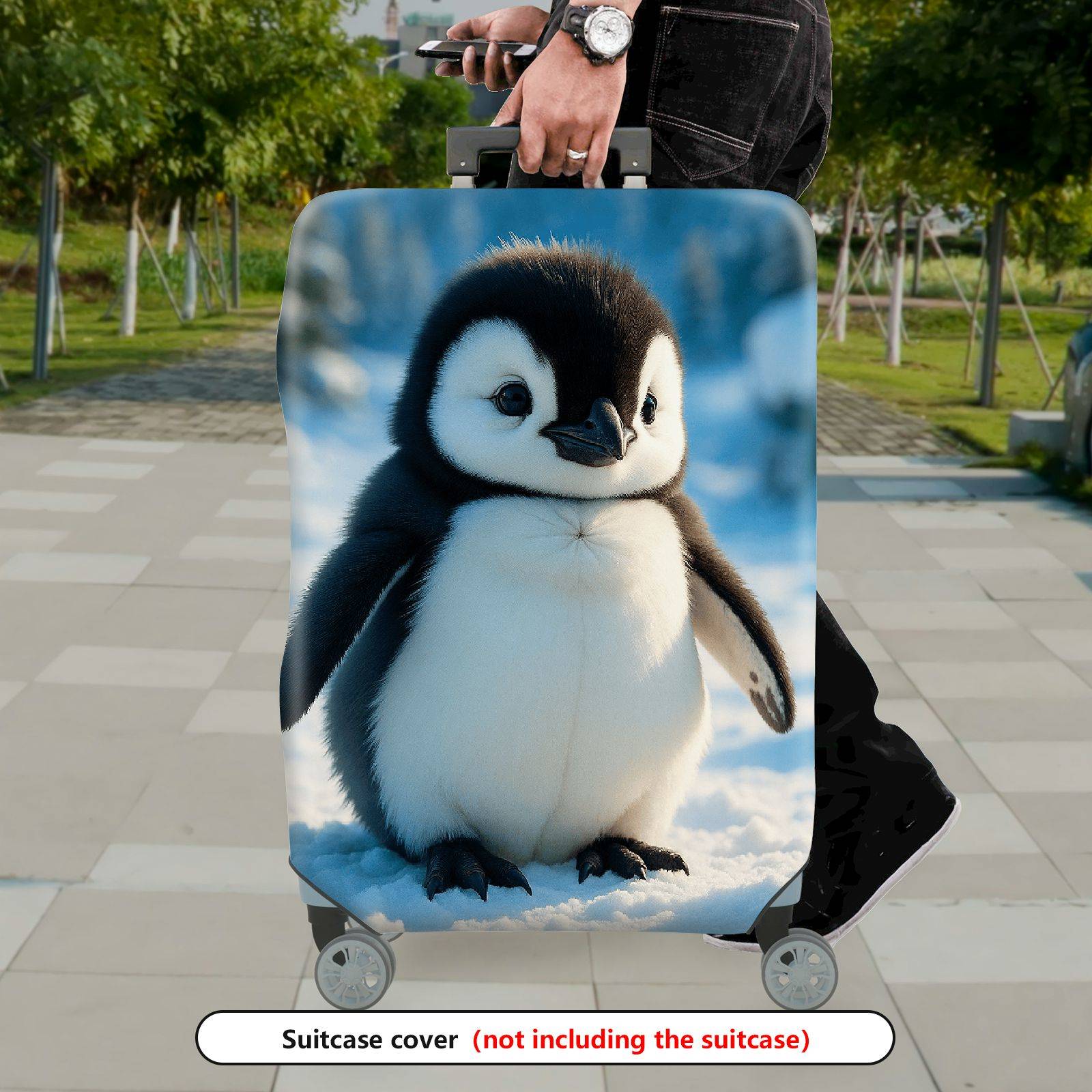 1-Piece Cute Adorable Penguin Winter Snow Animal  Suitcase Luggage Cover, Stretch Protective Sleeve