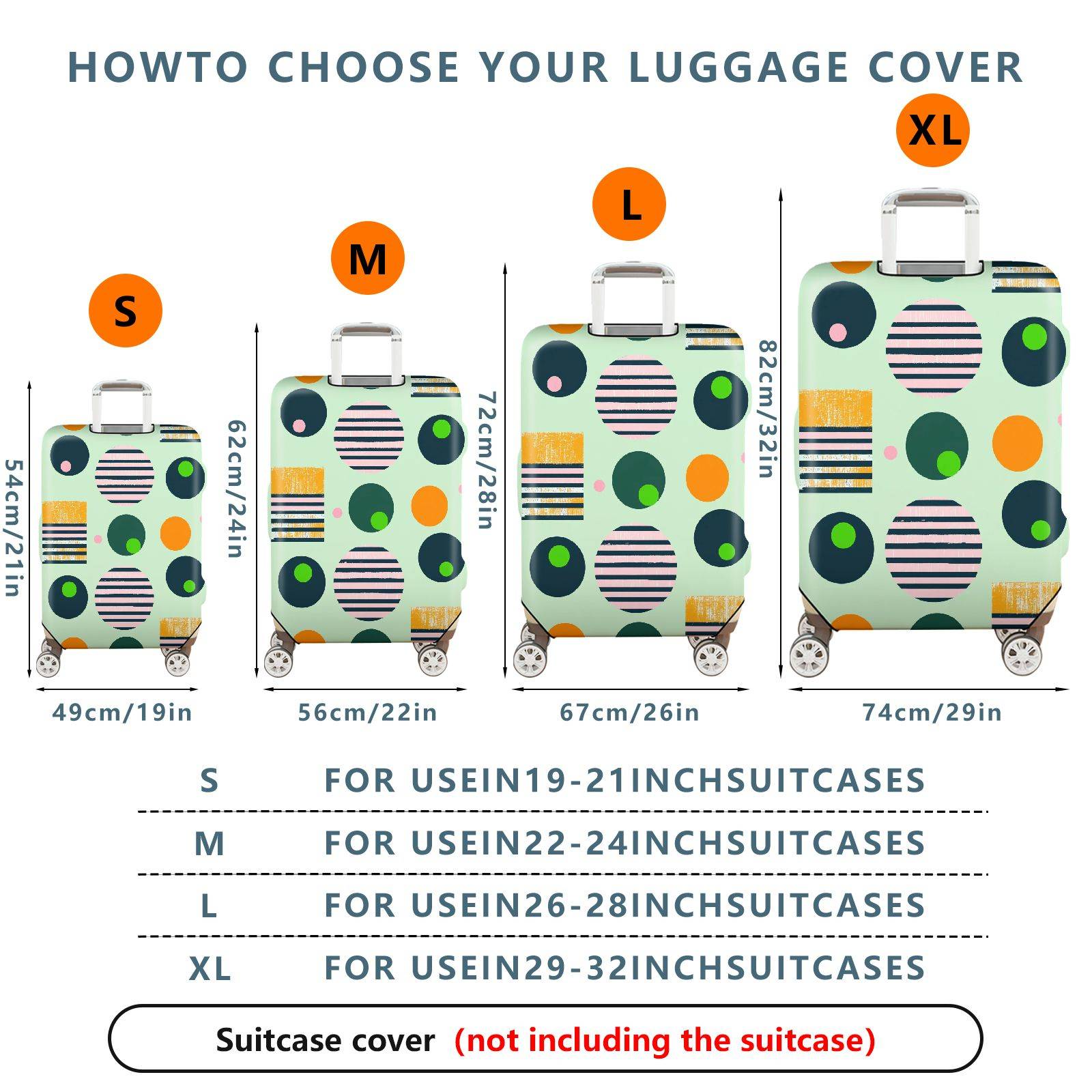 1-Piece Abstract Geometric Colorful Vibrant Playful Pattern  Suitcase Luggage Cover, Stretch Protective Sleeve