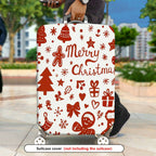1-Piece Christmas Festive Holiday Merry Gingerbread Snowman  Suitcase Luggage Cover, Stretch Protective Sleeve