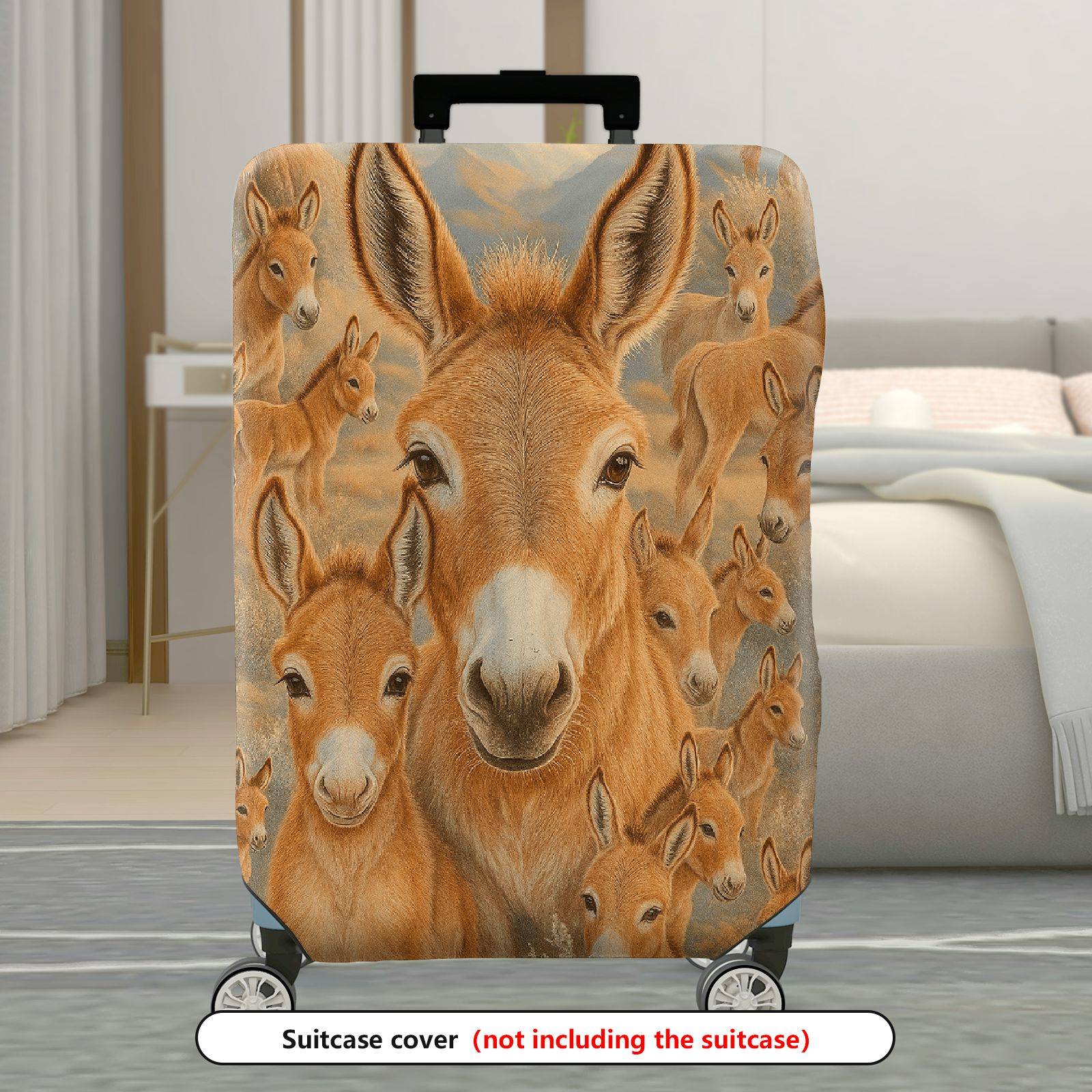 1-Piece Donkey Animal Nature Wilderness Art Cute  Suitcase Luggage Cover, Stretch Protective Sleeve