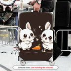 1-Piece Cute  Rabbit Hearts Carrot Dark Brown  Suitcase Luggage Cover, Stretch Protective Sleeve