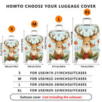 1-Piece Reindeer Winter Snowflakes Ornaments Holiday  Suitcase Luggage Cover, Stretch Protective Sleeve