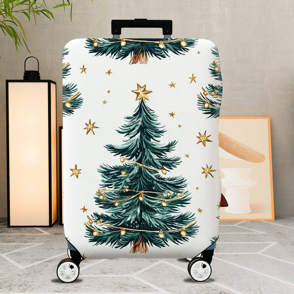 1-Piece Christmas Tree Star Decoration Holiday Lights Snowy  Suitcase Luggage Cover, Stretch Protective Sleeve