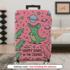 1-Piece Happy Dinosaur Cosmic Pink Fun  Space  Suitcase Luggage Cover, Stretch Protective Sleeve