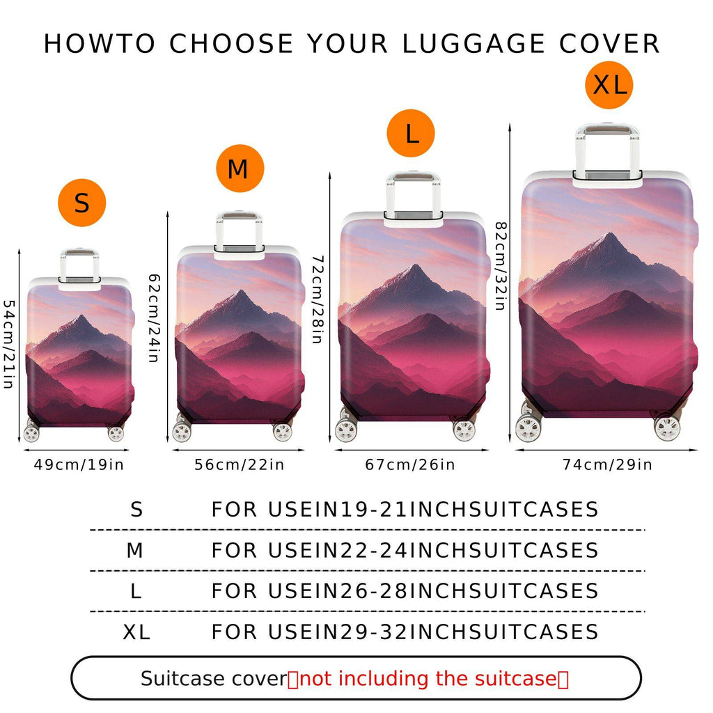1-Piece Mountain Sunset Landscape Scenic Artistic Vibrant  Suitcase Luggage Cover, Stretch Protective Sleeve