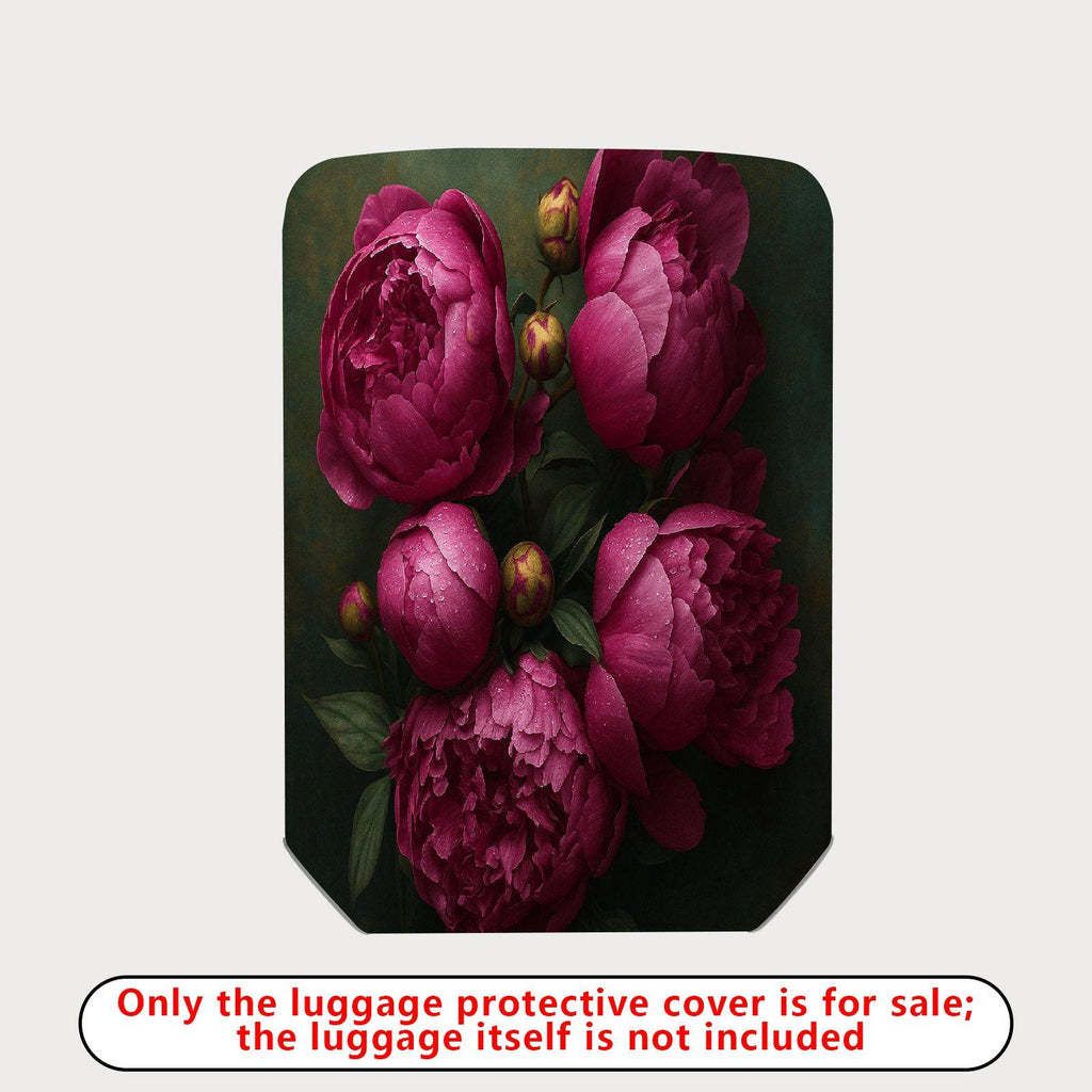 1-Piece Peony Floral Vintage Artistic Elegant Colorful  Suitcase Luggage Cover, Stretch Protective Sleeve