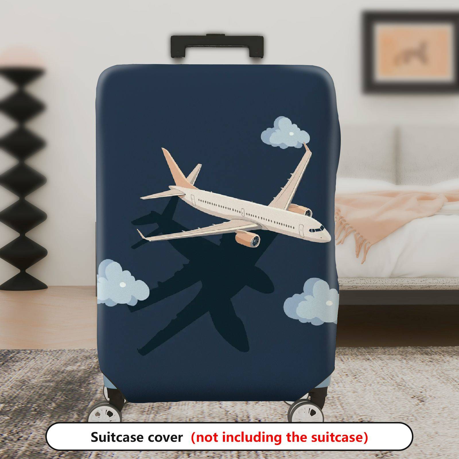 1-Piece Airplane Travel Clouds Sky Blue  Suitcase Luggage Cover, Stretch Protective Sleeve