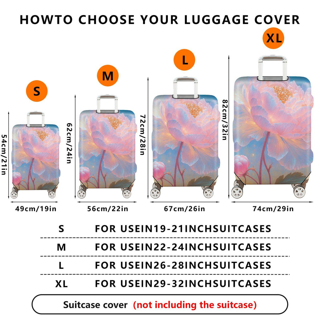 1-Piece Floral Artistic Pastel Dreamy Elegant Luggage  Suitcase Luggage Cover, Stretch Protective Sleeve