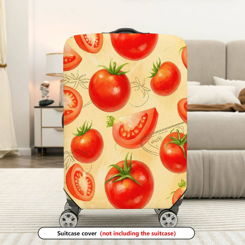 1-Piece Tomato Pattern Bright Red Juicy Fresh Artistic  Suitcase Luggage Cover, Stretch Protective Sleeve