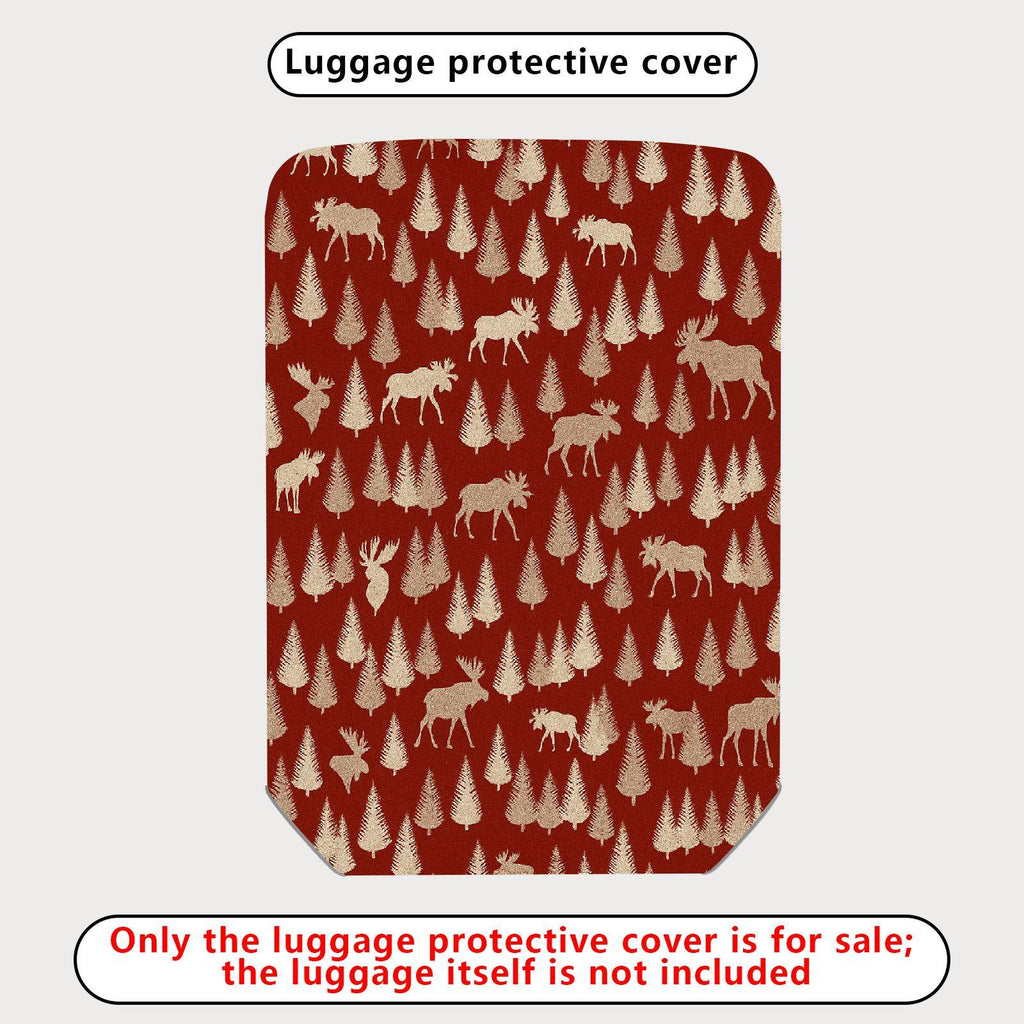 1-Piece Red Elk Christmas Holiday Forest Wildlife Vintage  Suitcase Luggage Cover, Stretch Protective Sleeve