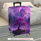1-Piece Purple Mountain Aurora Landscape Sakura Tree Nature  Suitcase Luggage Cover, Stretch Protective Sleeve