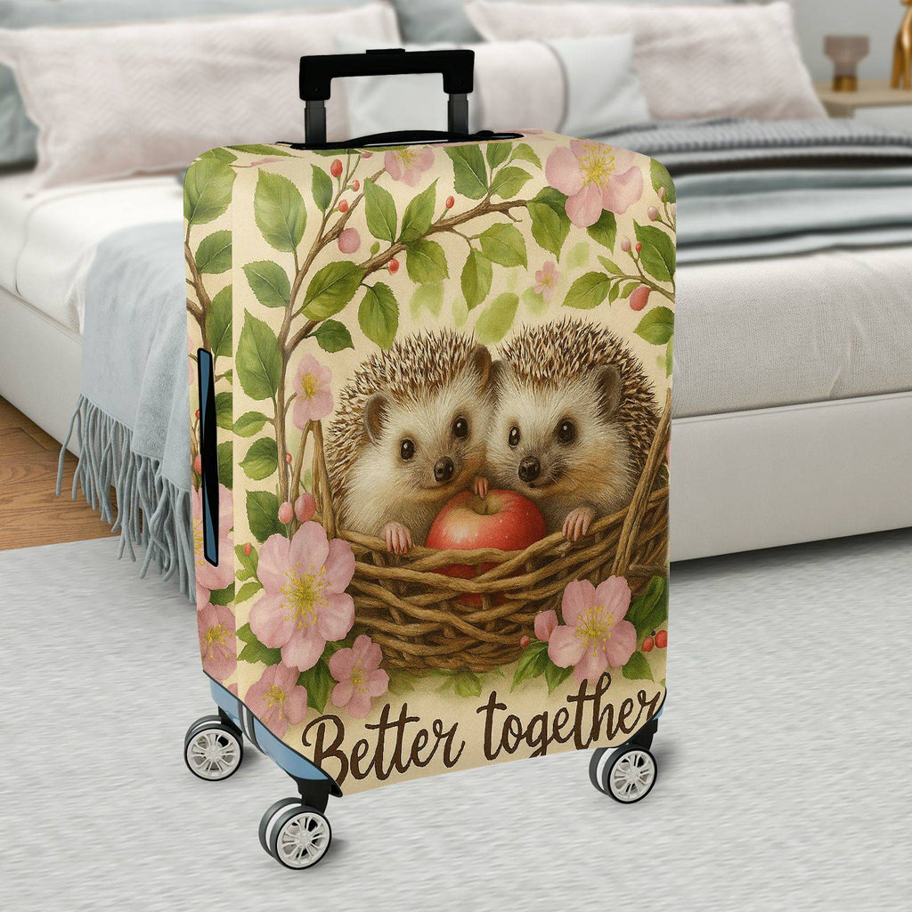 1-Piece Hedgehog Apple Floral Basket Love Cute  Suitcase Luggage Cover, Stretch Protective Sleeve