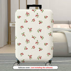 1-Piece Floral Red Berry Green Leaf Holiday Decorative  Suitcase Luggage Cover, Stretch Protective Sleeve