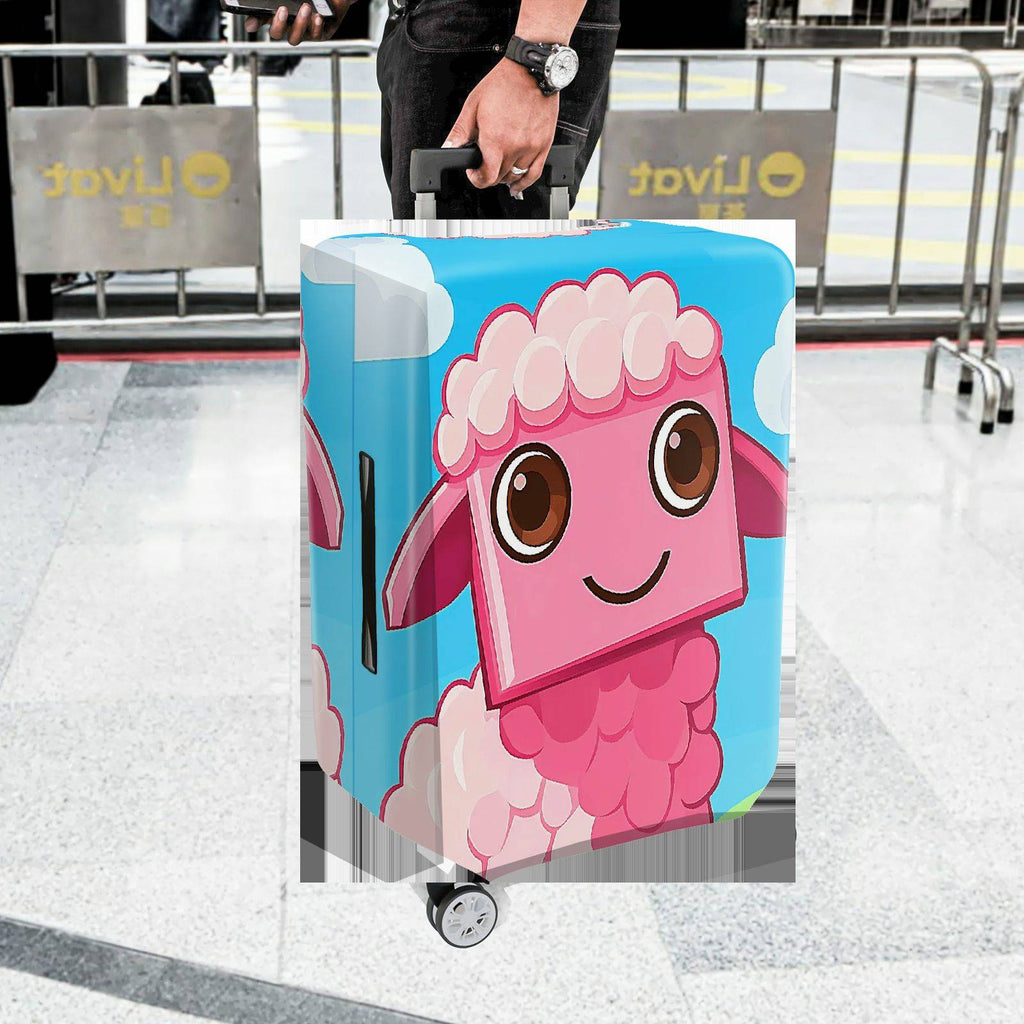 1-Piece Cute  Pink Sheep Fun Whimsical Playful  Suitcase Luggage Cover, Stretch Protective Sleeve