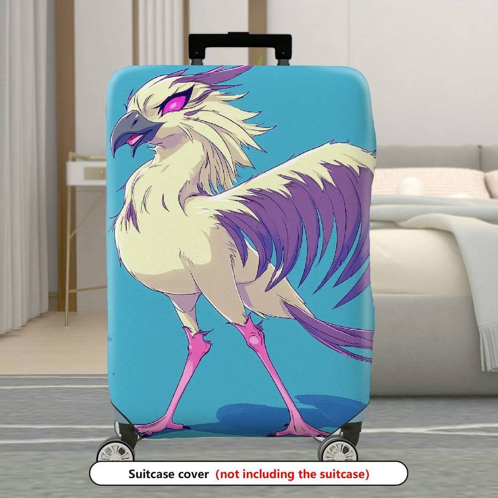 1-Piece Fantasy Bird Blue Feather Creative Artistic  Suitcase Luggage Cover, Stretch Protective Sleeve