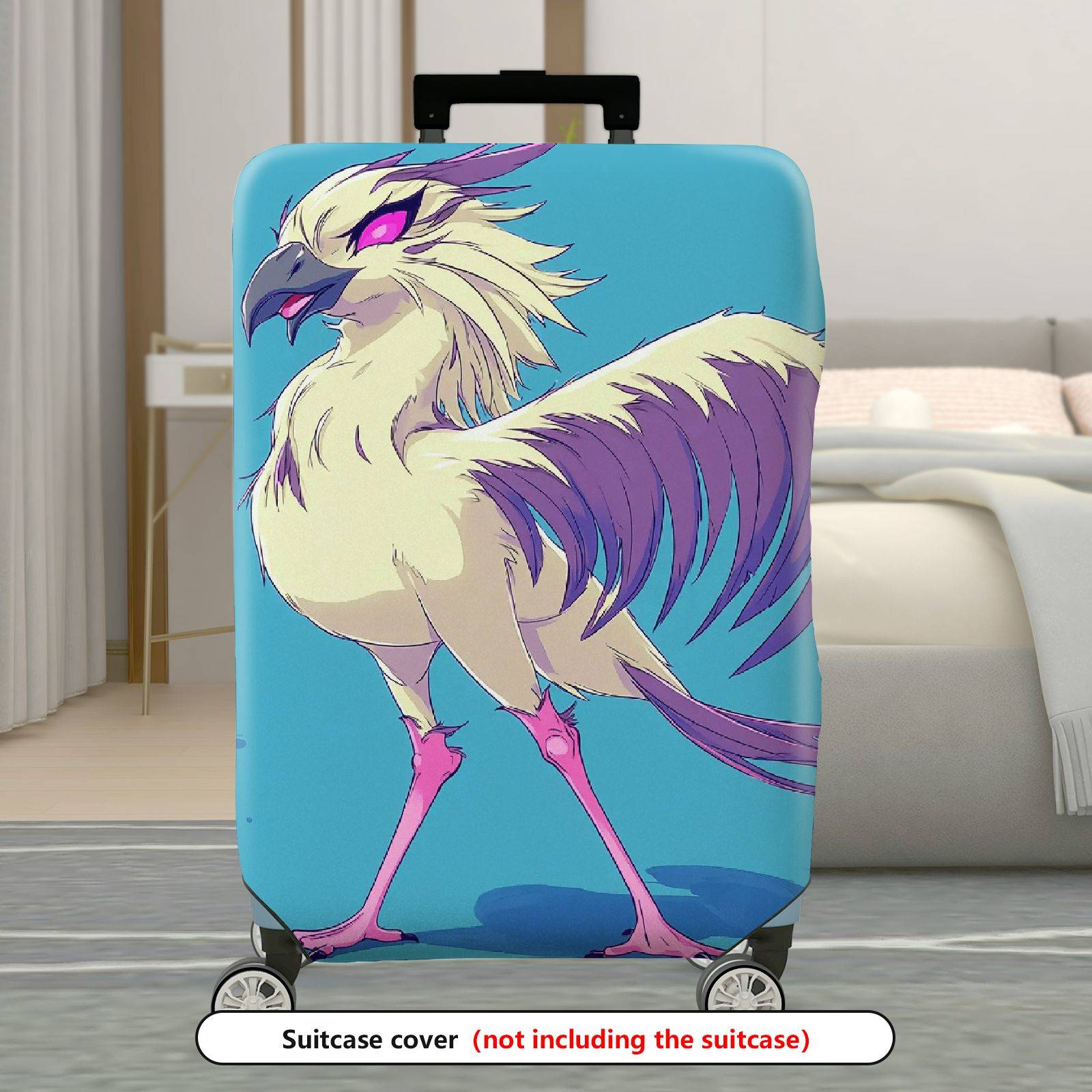 1-Piece Fantasy Bird Blue Feather Creative Artistic  Suitcase Luggage Cover, Stretch Protective Sleeve