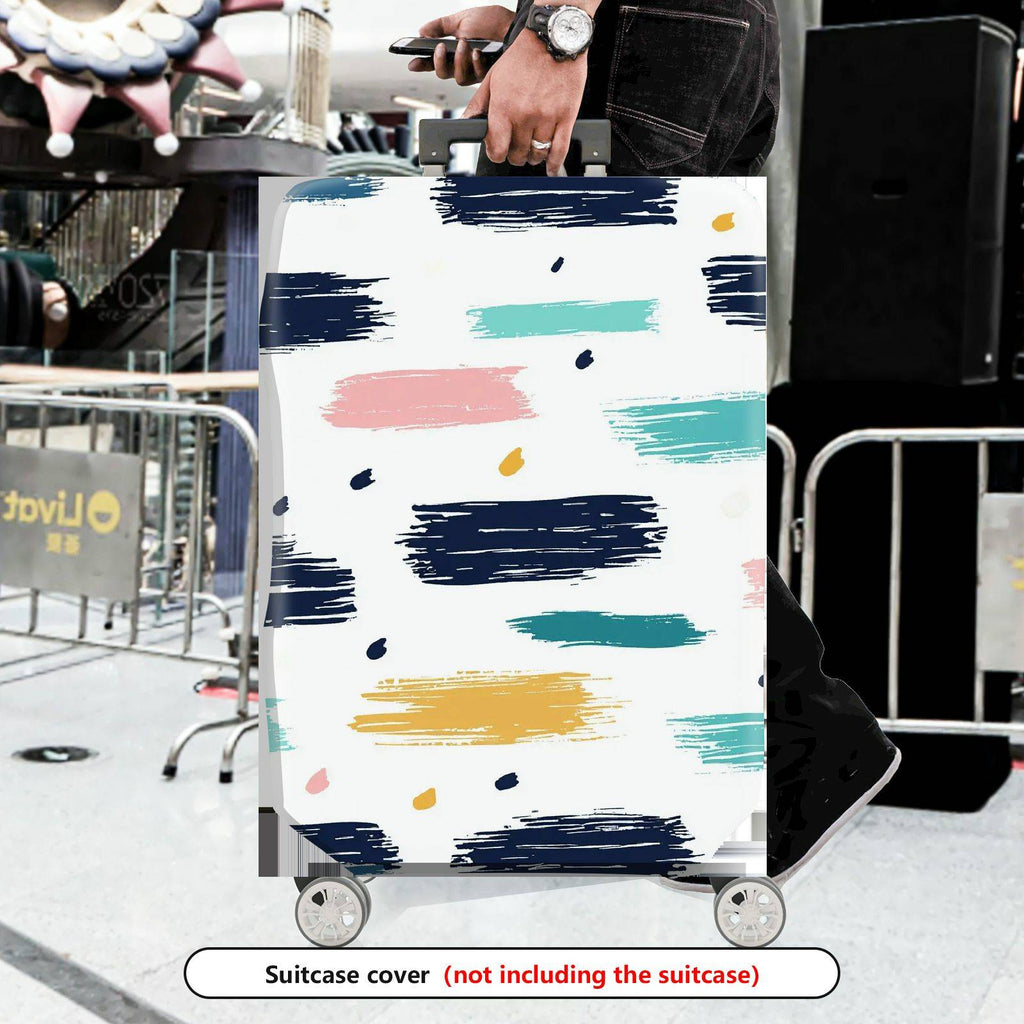 1-Piece Abstract Colorful Brushstroke Artistic Pattern  Suitcase Luggage Cover, Stretch Protective Sleeve