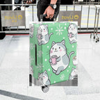 1-Piece Cute Cat Snowflake Coffee Winter Holiday  Suitcase Luggage Cover, Stretch Protective Sleeve