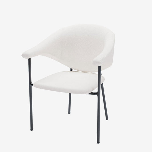 Lot de 2 chaises avec accoudoir design en velours blanc crème Jeanne