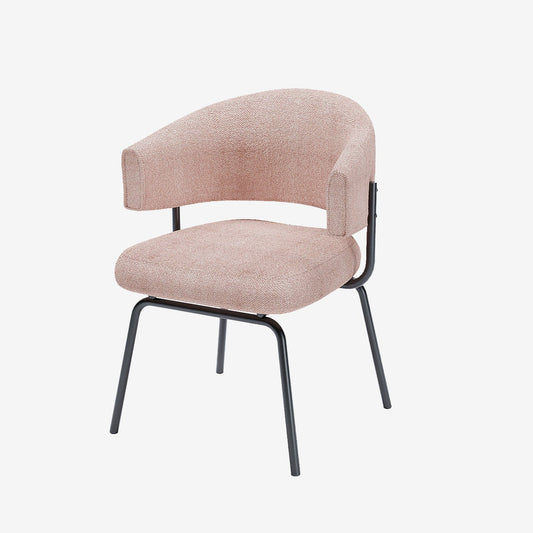 Lot de 2 chaises avec accoudoirs tendance en tissu chenille rose poudré Silva
