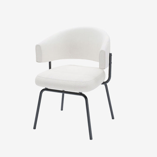 Lot de 2 chaises avec accoudoirs tendance en tissu chenille blanc Silva