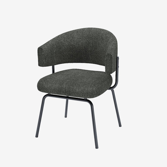 Lot de 2 chaises avec accoudoirs tendance en tissu chenille gris-anthracite Silva