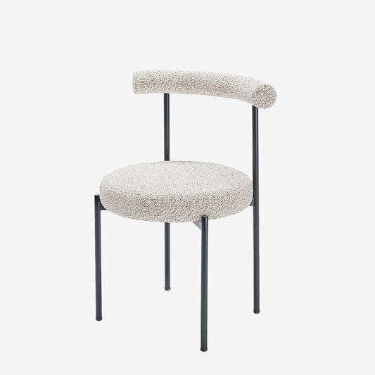 Lot de 2 chaises de salle à manger design moderne, bouclette grise et blanche Julia