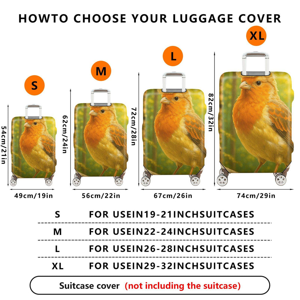 1-Piece Bird Nature Forest Art Cute Animal Wildlife  Suitcase Luggage Cover, Stretch Protective Sleeve