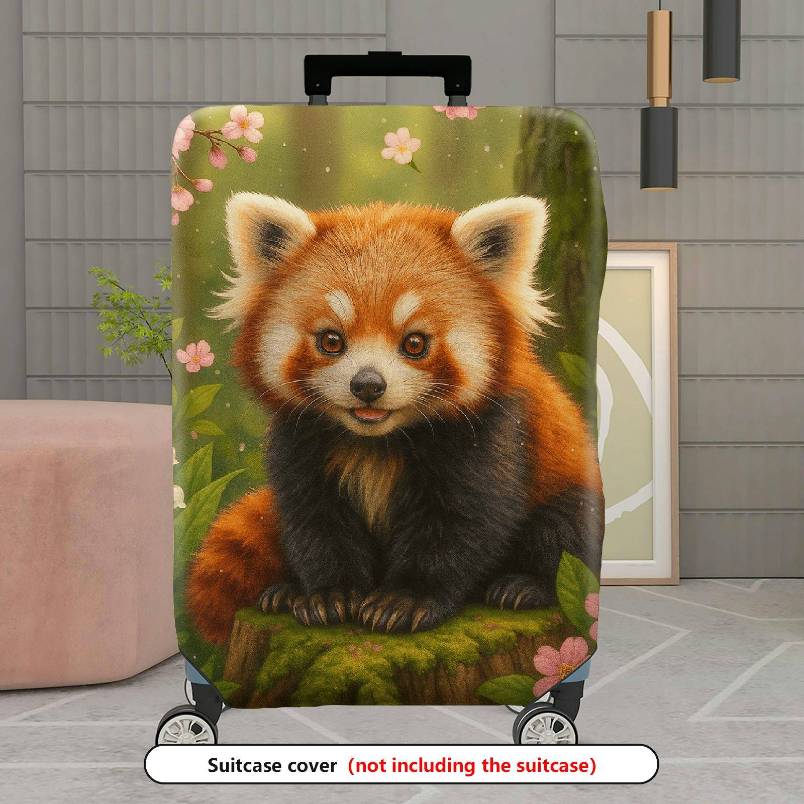 1-Piece Red Panda Floral Nature Forest Cute Animal  Suitcase Luggage Cover, Stretch Protective Sleeve