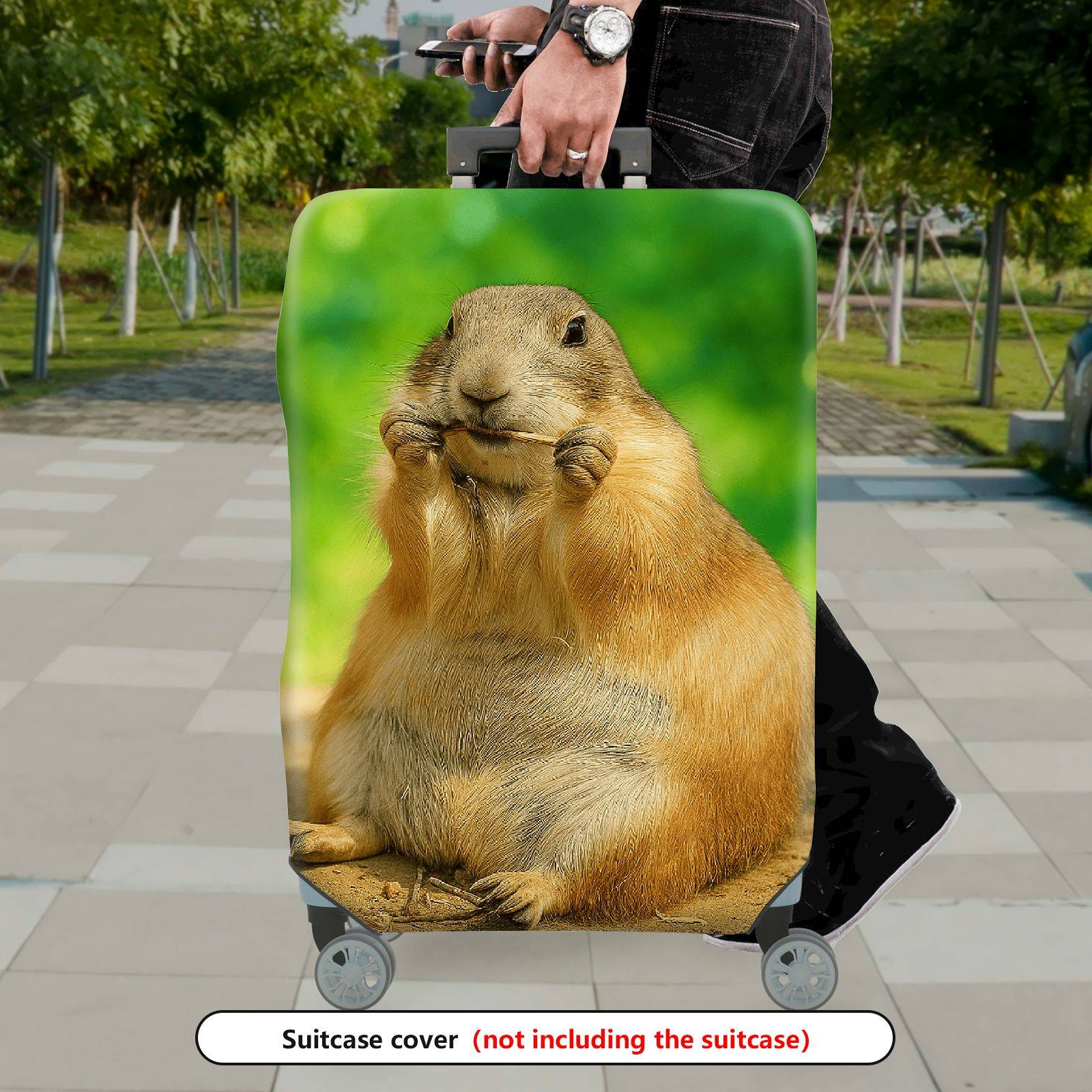 1-Piece Cute Animal Prairie Dog Nature Wildlife Art  Suitcase Luggage Cover, Stretch Protective Sleeve