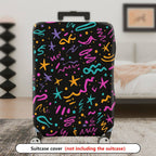 1-Piece Abstract Colorful Star Line Art Pattern Black  Suitcase Luggage Cover, Stretch Protective Sleeve
