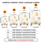 1-Piece Cute Bear Plaid Beige Soft Travel Holiday  Suitcase Luggage Cover, Stretch Protective Sleeve