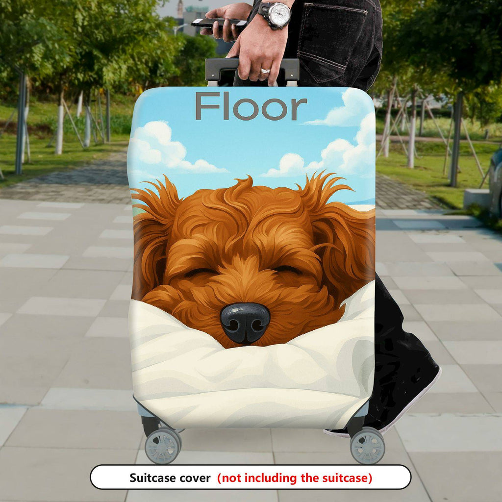 1-Piece Dog Sleeping Clouds Fun Cute Cozy  Suitcase Luggage Cover, Stretch Protective Sleeve