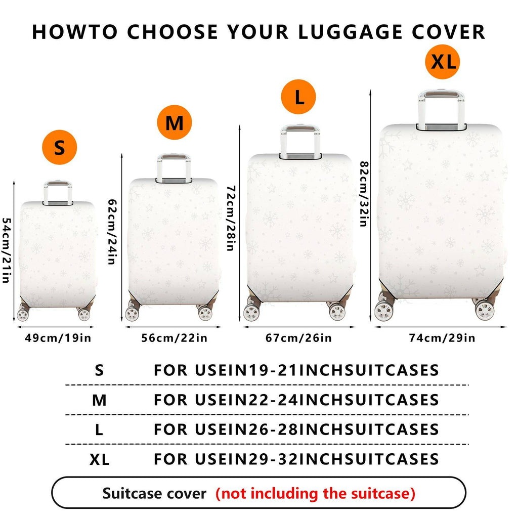 1-Piece Snowflake Star Grey White Christmas Holiday  Suitcase Luggage Cover, Stretch Protective Sleeve