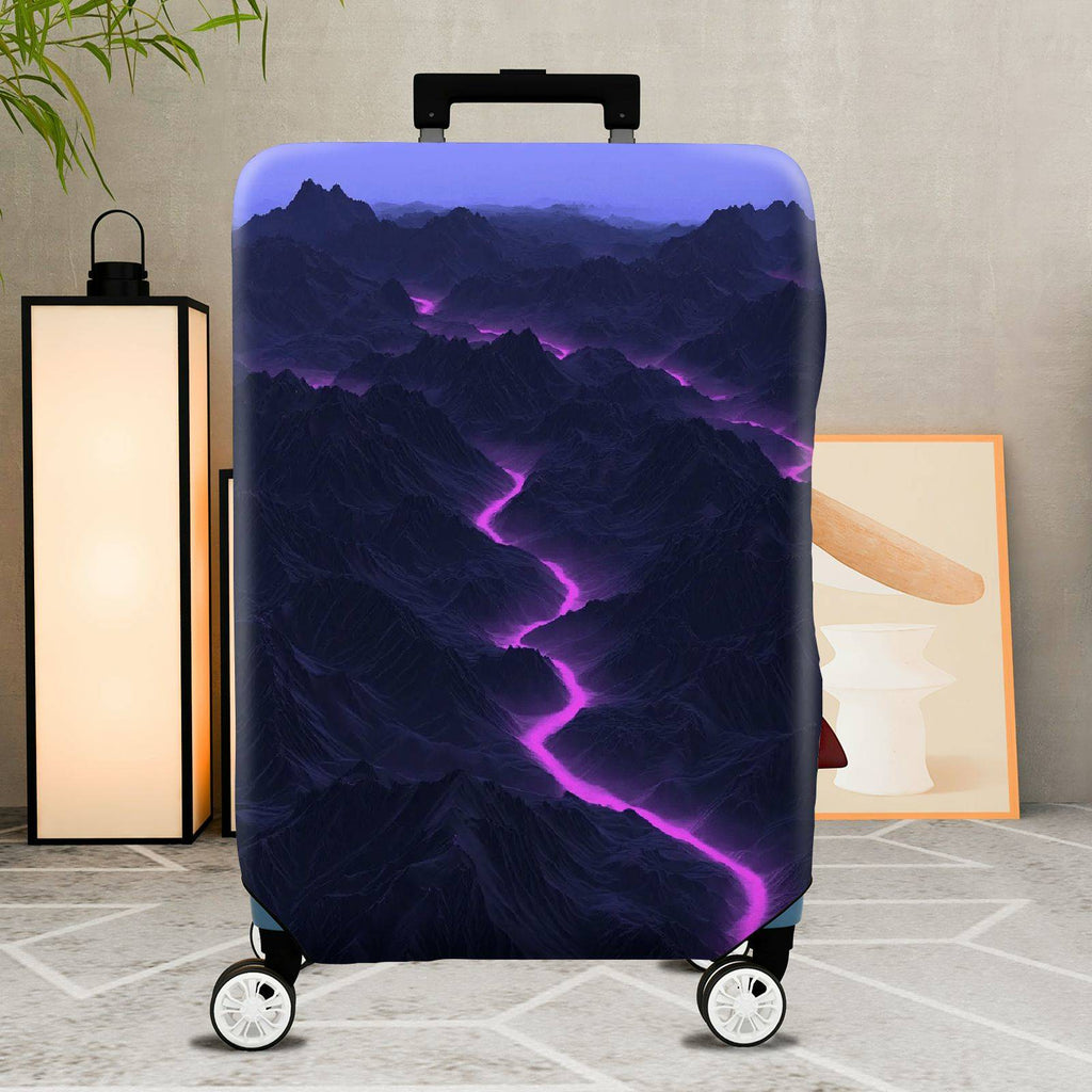 1-Piece Abstract Mountain Lightning Night Landscape Sky  Suitcase Luggage Cover, Stretch Protective Sleeve