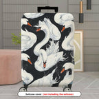 1-Piece Elegant Swan Pattern Artistic Black and White Bold Chic  Suitcase Luggage Cover, Stretch Protective Sleeve